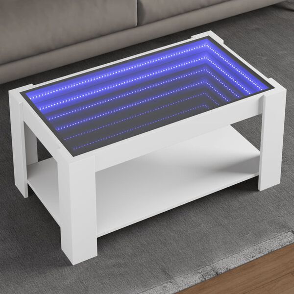 vidaXL Sohvap&ouml;yt&auml; LED-valoilla valkoinen 93x53x45 cm tekninen puu