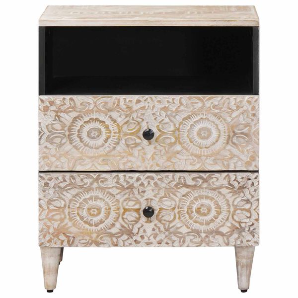 vidaXL S&auml;nkykaappi Valkoinen 50 x 33 x 60 cm Kiinte&auml; mango puu