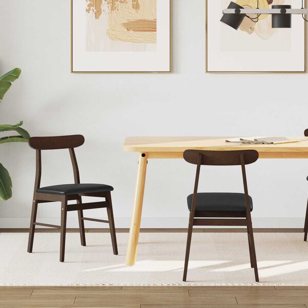 vidaXL Ruokatuoli 2 pcs Tummanruskea ja musta Kest&auml;v&auml; Kumipuinen