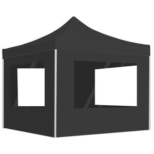 vidaXL Kokoontaittuva juhlateltta seinill&auml; alumiini 3x3 m antrasiitti