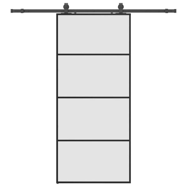 vidaXL Liukuovi asennustarvikkeilla musta 90x205 cm ESG lasi