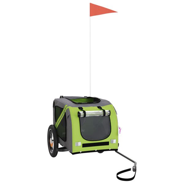 vidaXL Lemmikinkuljetusk&auml;rry py&ouml;r&auml;&auml;n vihre&auml;/harmaa kangas ja rauta