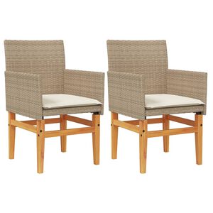 vidaXL Puutarhatuolit tyynyill&auml; 2 kpl beige polyrottinki ja t&auml;ysi puu