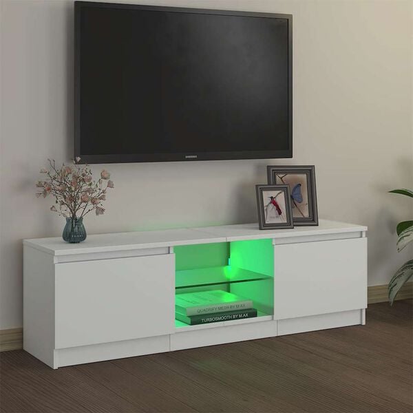 vidaXL TV-taso LED-valoilla valkoinen 120x30x36 cm