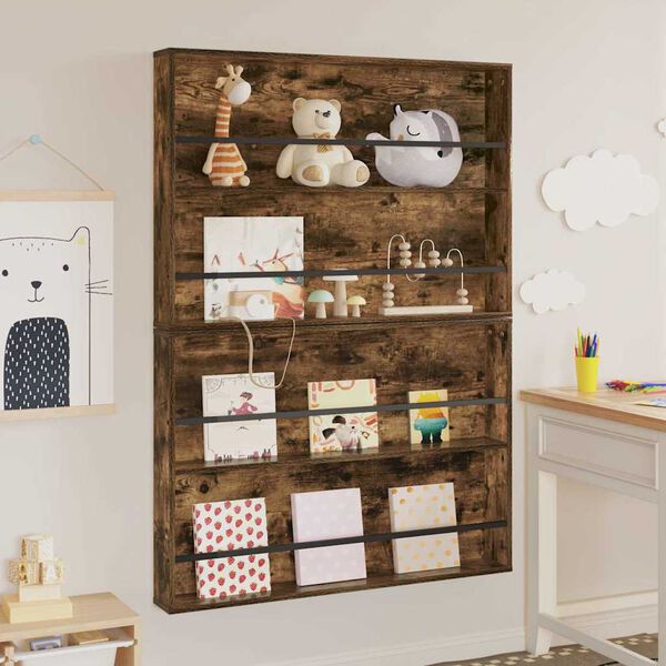 vidaXL Lehtiteline 2 pcs Savup&auml;hkin&auml; 100 x 12 x 70 cm Tekninen puu