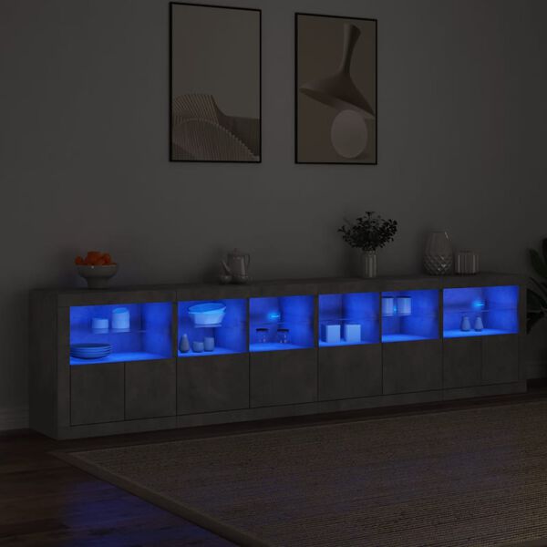 vidaXL Senkki LED-valoilla betoninharmaa 283x37x67 cm