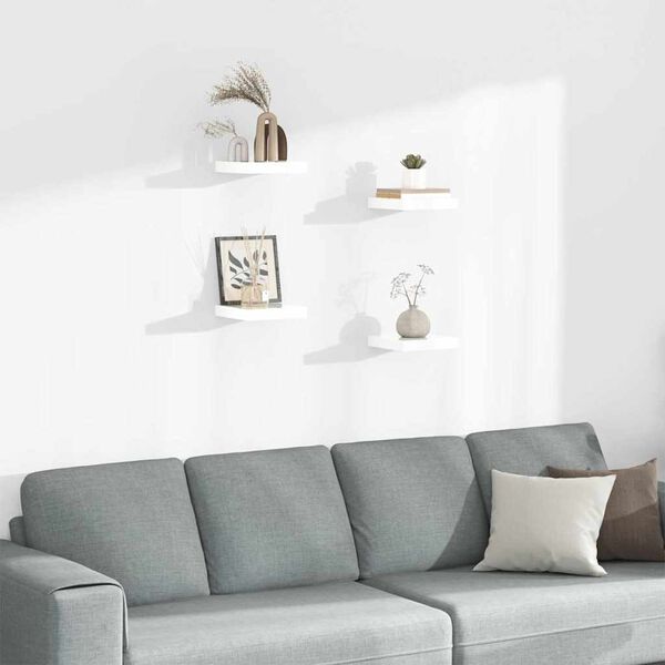 vidaXL Kelluvat sein&auml;hyllyt 4 kpl korkeakiilto valk 23x23,5x3,8 cm MDF