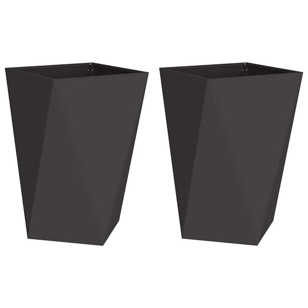 vidaXL Kukkalaatikko 2 pcs Musta 50 x 50 x 75 cm Ter&auml;s