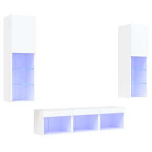 vidaXL 5-osainen LED TV-kaappisarja valkoinen tekninen puu