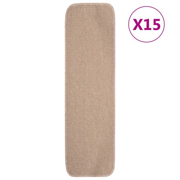vidaXL Liukumattomat porrasmatot 15 kpl 75x20 cm beige suorakaide