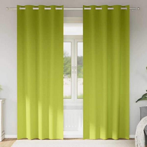 vidaXL Pimentävä verho renkailla 2 pcs Vihreä 225 x 140 cm Polyesteri