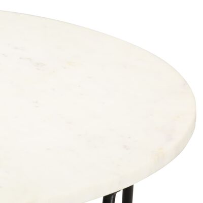 vidaXL Sohvapöytä valkoinen 65x65x42 cm aito kivi marmorikuviolla