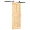 vidaXL Liukuovi Luonnollinen ja musta 80 x 210 cm Massiivinen m&auml;nty
