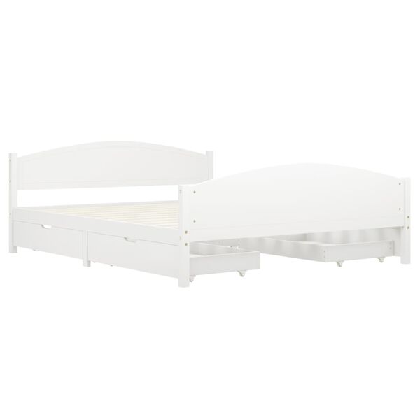 vidaXL Sängynrunko 4 vetolaatikolla valkoinen täysi mänty 160x200 cm