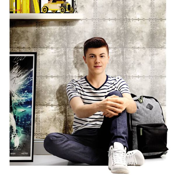 Urban Friends & Coffee Tapetti betonilohkot harmaa ja valkoinen