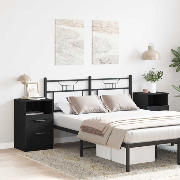 vidaXL Y&ouml;p&ouml;yt&auml;kaappi 2 pcs Musta tammi. 40 x 35 x 65 cm Tekninen puu