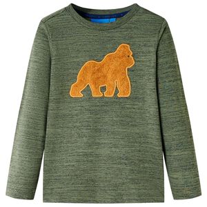 vidaXL Lasten pitk&auml;hihainen T-paita meleerattu khaki 104