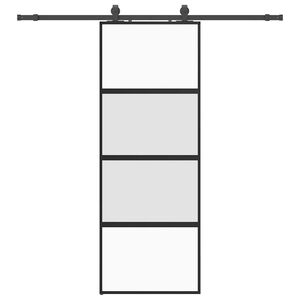 vidaXL liukuovi laitteistosarjalla musta 76x205 cm karkaistu lasi