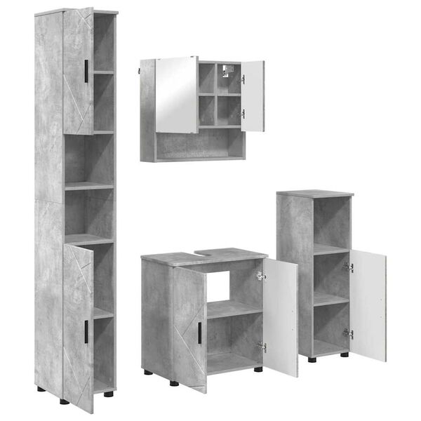 vidaXL Kylpyhuonekalustesetti Sein&auml;kiinnitett&auml;v&auml; 4 pcs Betoni Harmaa