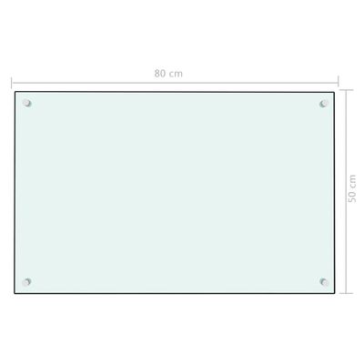 vidaXL Keittiön roiskesuoja valkoinen 80x50 cm karkaistu lasi