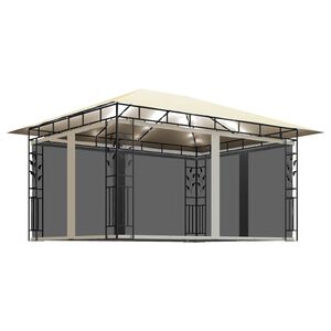vidaXL Huvimaja hyttysverkkoja LED-valonauhat 4x3x2,73 m kerma