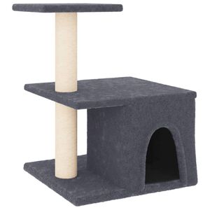 vidaXL Kissan kiipeilypuu sisal- raapimispylv&auml;ill&auml; tummanharmaa 48 cm