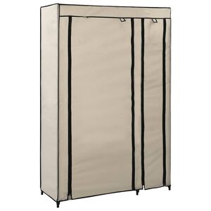 vidaXL Kokoontaitettava vaatekaappi kerma 110 x 45 x 175 cm kangas