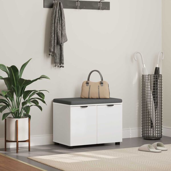 vidaXL Halli penkki tyynyll&auml; s&auml;ilytystilassa Valkoinen 60 x 38 x 46 cm