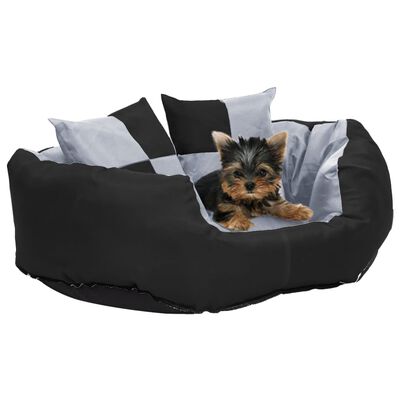 vidaXL Kaksipuolinen pestävä koiran tyyny harmaa ja musta 65x50x20 cm