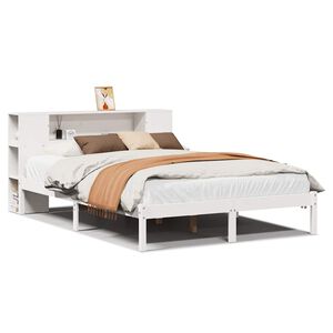 vidaXL S&auml;nky kirjahyllyll&auml; ei patjaa valkoinen 135x190 cm t&auml;ysi m&auml;nty