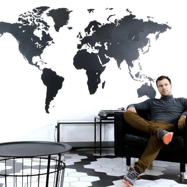 MiMi Innovations Puinen maailmankarttakoriste Giant musta 280x170 cm