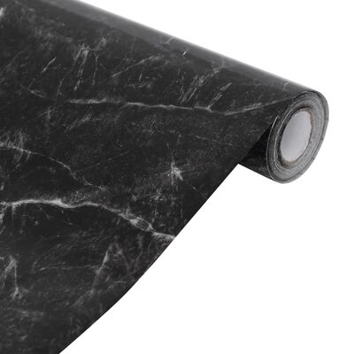 vidaXL Itsekiinnittyvät kalustetarrat marmori musta 90x500 cm PVC