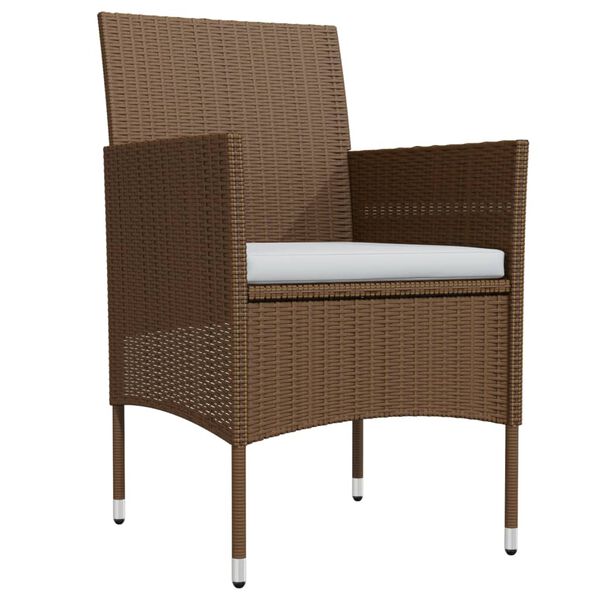 vidaXL 7-osainen Ulkoruokailuryhmä tyynyillä ruskeat ja musta