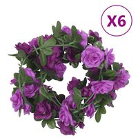 vidaXL Tekokukkaseppeleet 6 kpl vaalea violetti 240 cm