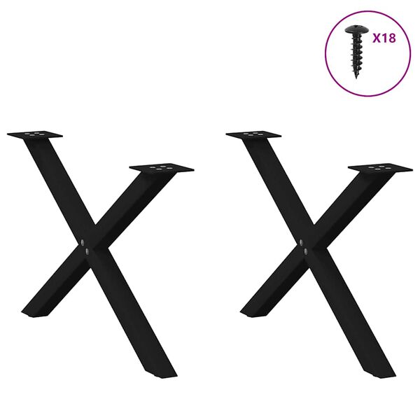 vidaXL Sohvap&ouml;yd&auml;n jalat X-muotoiset 2 kpl musta 70x(42-43) cm ter&auml;s