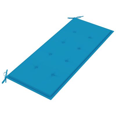 vidaXL Batavia-penkki sinisellä tyynyllä 120 cm täysi tiikki