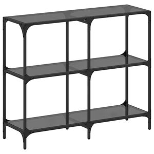 vidaXL Konsolip&ouml;yt&auml; musta lasinen p&ouml;yt&auml;levy 98x30x81 cm ter&auml;s