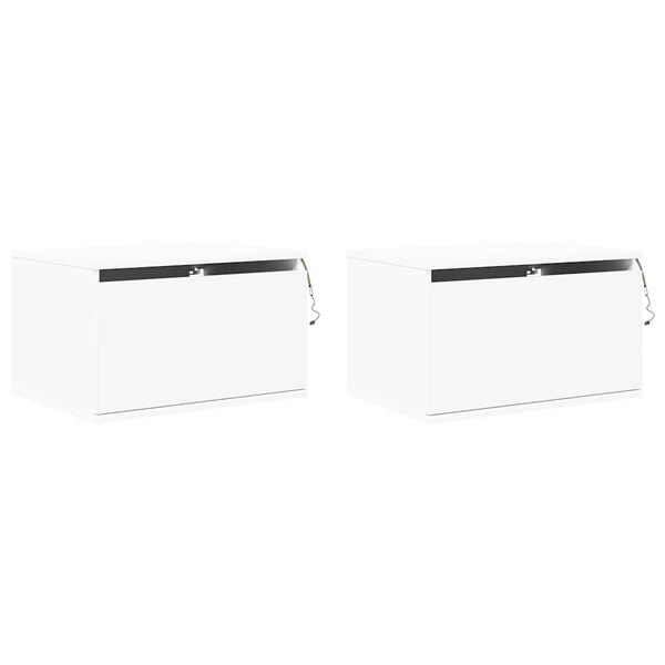 vidaXL Sein&auml;kiinnitett&auml;v&auml;t y&ouml;p&ouml;yd&auml;t LED-valoilla 2 kpl valkoinen