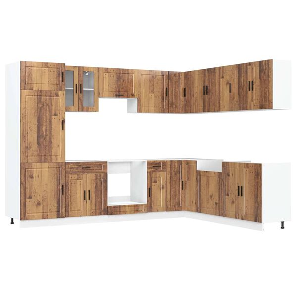 vidaXL 14-osainen keittiökaappisarja Porto vanha puu tekninen puu