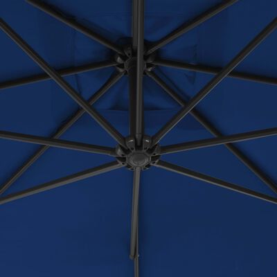vidaXL Riippuva aurinkovarjo teräspylväällä 250x250 cm taivaansininen