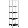vidaXL 5-kerroksinen hylly musta 40x40x130 cm karkaistu lasi