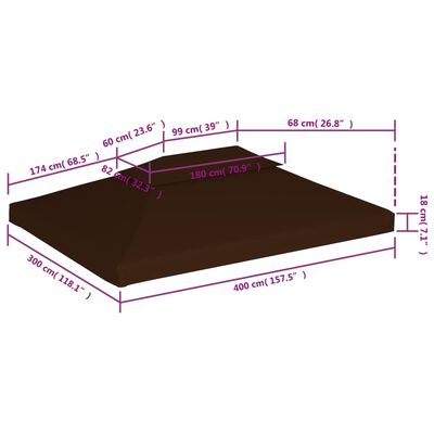 vidaXL Huvimajan katto 2 kerrosta 310 g / m² 4x3 m ruskea