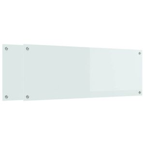 vidaXL Keitti&ouml;n v&auml;litila 2 kpl Valkoinen 110 x 40 cm karkaistu lasi