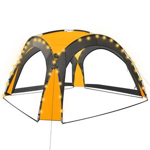 vidaXL Juhlateltta LED-valoilla ja 4 sivusein&auml;&auml; 3,6x3,6x2,3 m kelt.