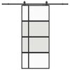 vidaXL liukuovi laitteistosarjalla musta 90x205 cm karkaistu lasi