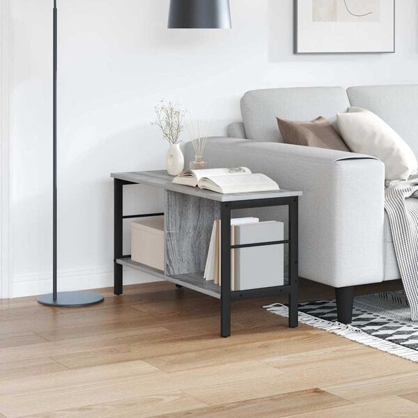 vidaXL Kirjahylly Harmaa Sonoma 82 x 32 x 47 cm Tekninen puu