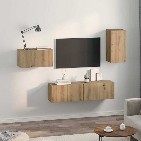 vidaXL TV-tasosetti 4 pcs artesaani tammi 30.5 x 30 x 60 cm