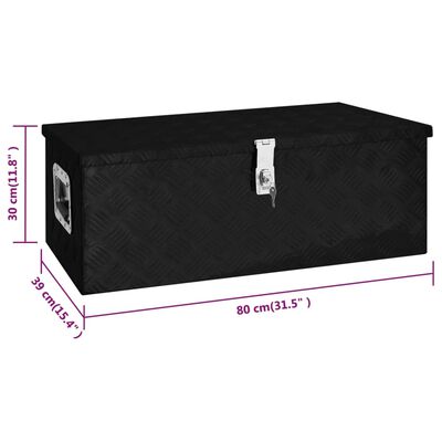 vidaXL Säilytyslaatikko musta 80x39x30 cm alumiini