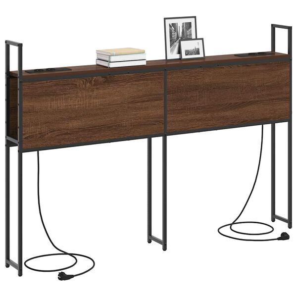 vidaXL S&auml;ilytyss&auml;nky latausasemalla Ruskea tammi 140 cm Tekninen puu