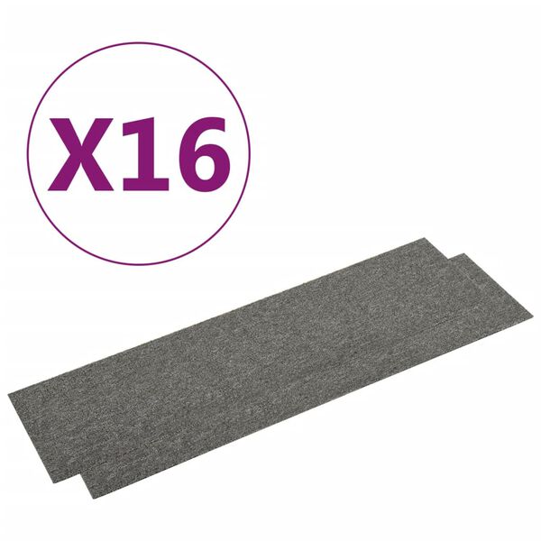 vidaXL Tekstiililaatat 16 kpl 4 m² 25x100 cm harmaa